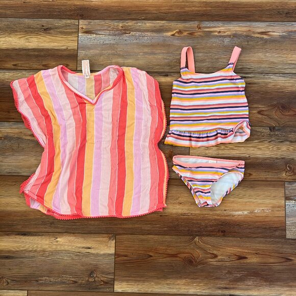 Toddler Girl Clothing Swim Suit + Cover-Up Size 4T (3 pieces) - Picture 1 of 4